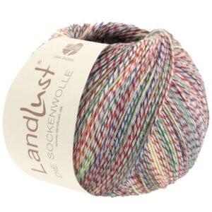 Landlust Die Sockenwolle 215 Turkis/Hvid/Grøn/Gul 100g