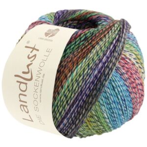 Landlust Die Sockenwolle 216 Turkis/Grøn/Violet 100g