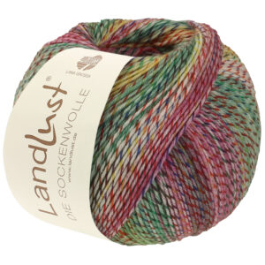 Landlust Die Sockenwolle 218 Grøn/Rød/Pink/Blå/Gul 100g
