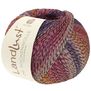 Landlust Die Sockenwolle 219 Ecru/Vinrød/Lilla/Pink 100g